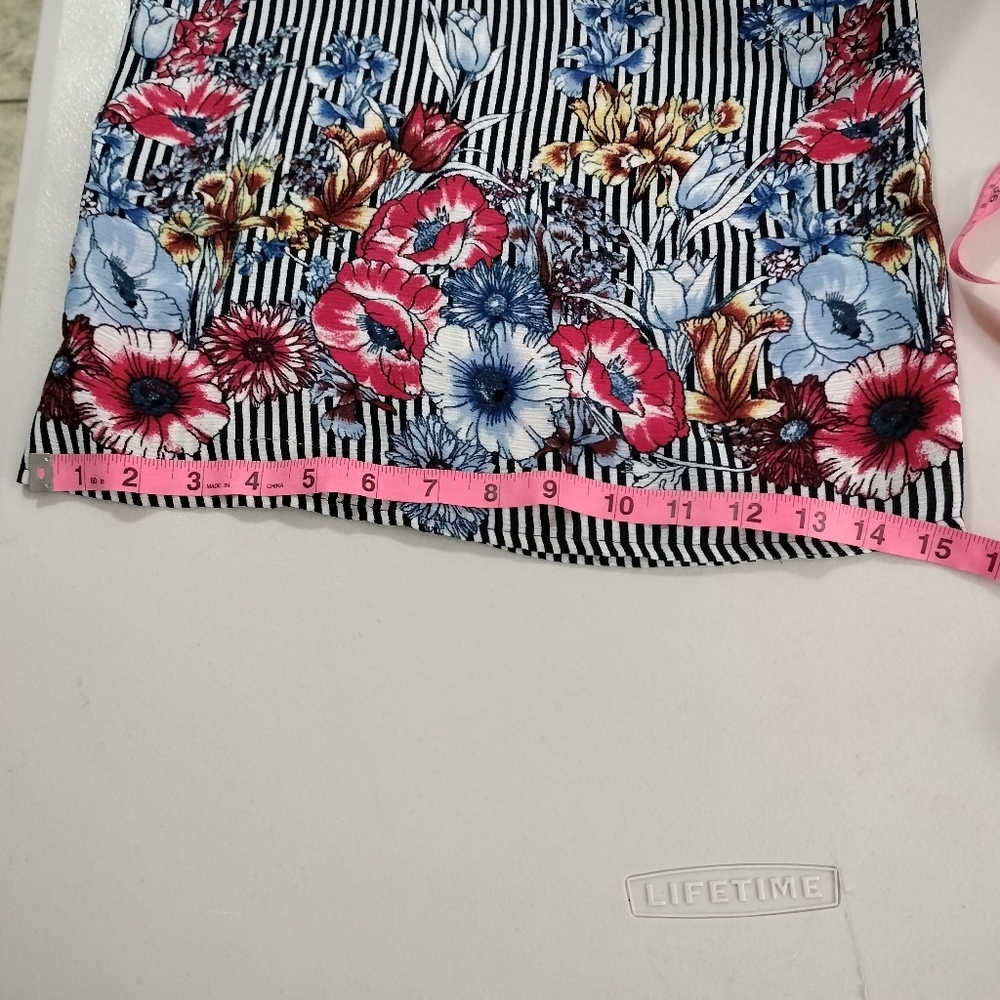 Sequin Hearts Blue Striped Floral Polyester Jumpsuit Size L - Picture 7 of 8